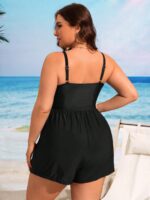 Maiô Plus Size Casual com Shorts, nó na gola e alças grossas. Perfeito para conforto e estilo na praia ou piscina.