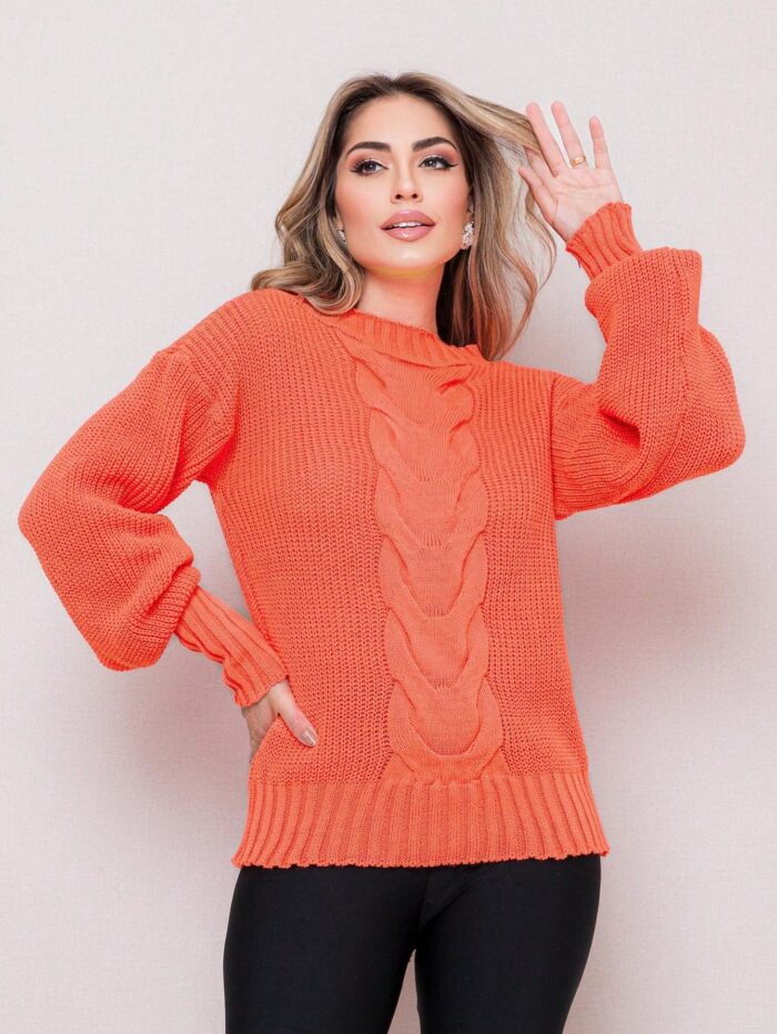 Blusa Feminina Feita de Tricô para o Frio