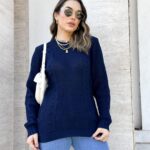 Blusa Feminina Feita de Tricô para o Frio