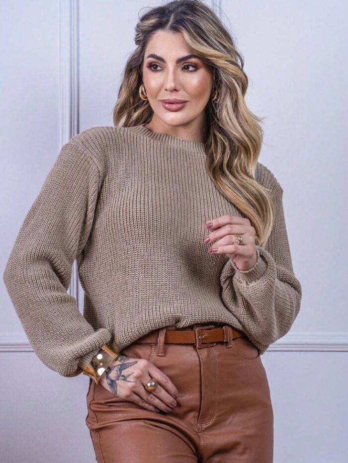 Blusa Feminina Feita de Tricô para o Frio