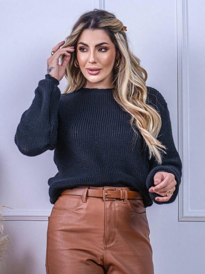 Blusa Feminina Feita de Tricô para o Frio