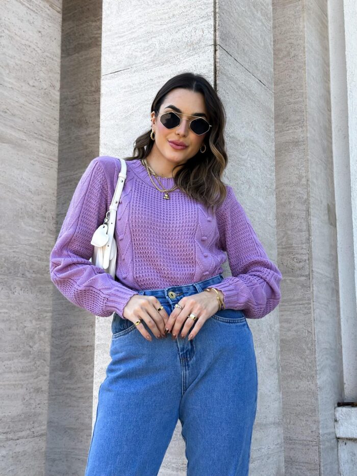 Blusa Feminina Feita de Tricô para o Frio