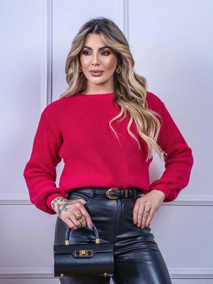 Blusa Feminina Feita de Tricô para o Frio