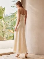 Vestido Com Alça Deslizante e Amarração em Renda Texturizada