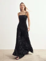 Vestido Com Alça Deslizante e Amarração em Renda Texturizada