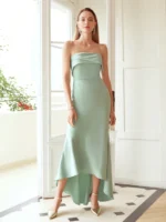 Vestido de Festa Sem Alças Assimétrico