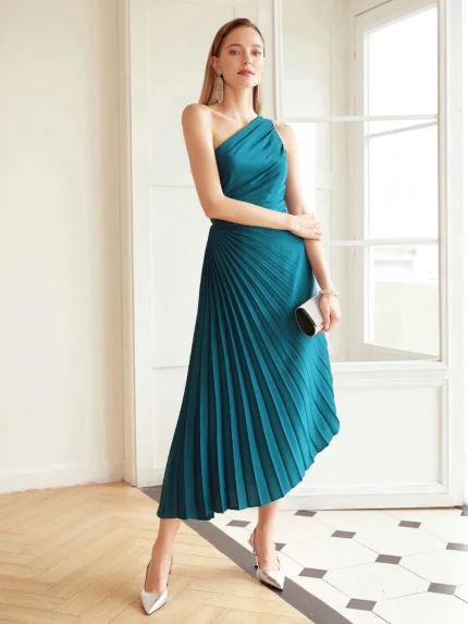 Vestido Festa Longo Plissado Stella