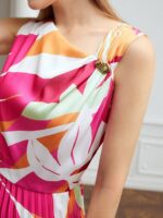 Vestido Floral Plissado Midi