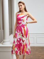 Vestido Floral Plissado Midi