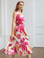 Vestido Floral Plissado Midi