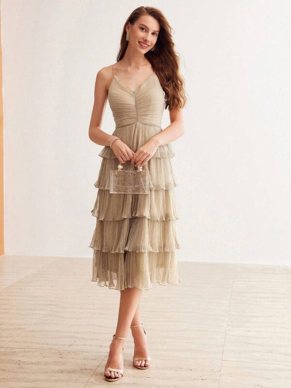 Vestido Longo de Festa Em Camadas