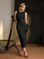 Vestido Longo Slim Torção Na Cintura