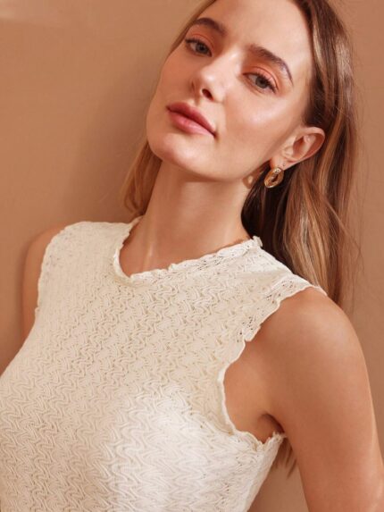 Vestido Longo Texturizado Com Babado