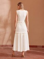 Vestido Longo Texturizado Com Babado