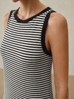 Vestido Longo Tricotado Com Estampa Listrada