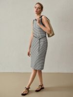 Vestido Longo Tricotado Com Estampa Listrada