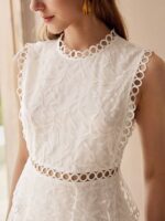 Vestido Longo Tule Barrado com Renda