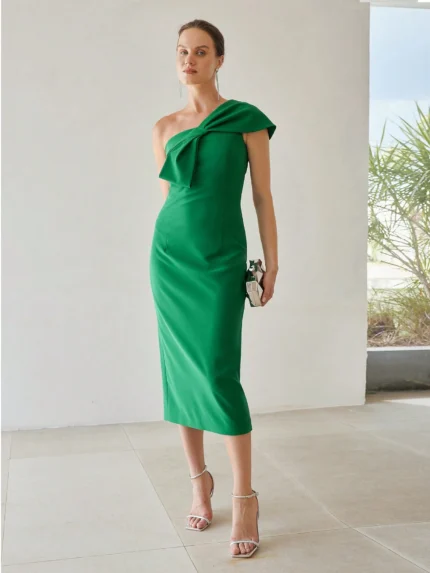 Vestido Midi Longo Ombro Único